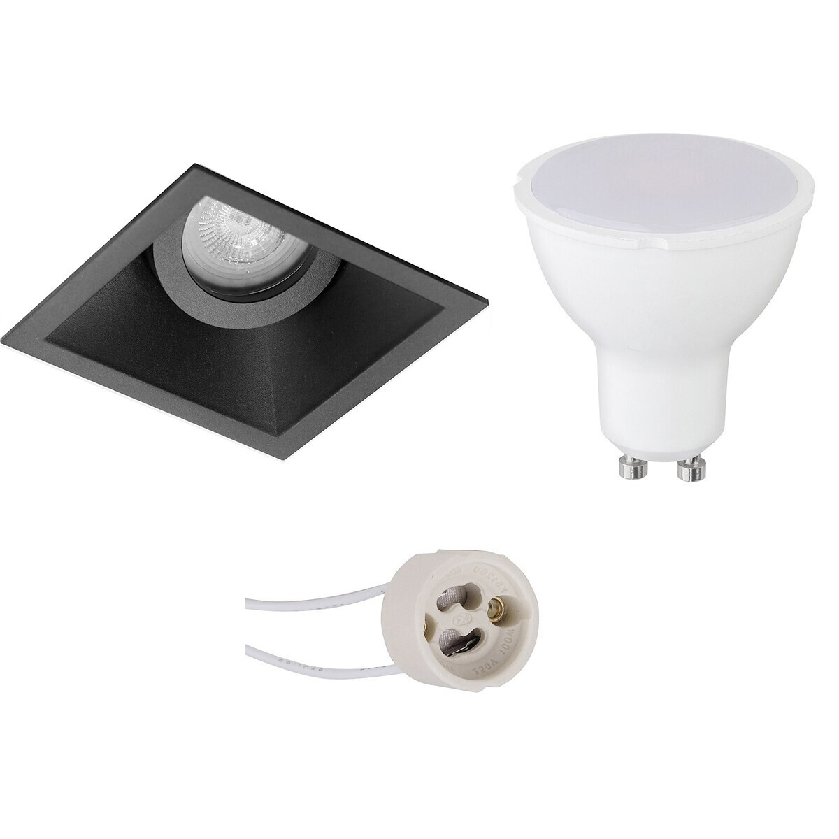 BES LED LED Spot Set - Pragmi Zano Pro - GU10 Fitting - Inbouw Vierkant - Mat Zwart - 8W - Warm Wit 3000K - Kantelbaar - 93mm