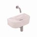 QeramiQ Fuente mitigeur de lavabo – semi-circulaire – 40x22x12 cm – sans trou de robinet – robinet acier inoxydable brossé – côtelé