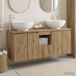 Maison Exclusive Ensemble de 3 meubles de salle de bain, bois massif chêne artisanal, 129 x 44,5 x 80 cm