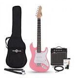 Gear4music 3/4 LA Elektrische Gitaar, Roze, 10W Gitaarversterker & Accessoireset