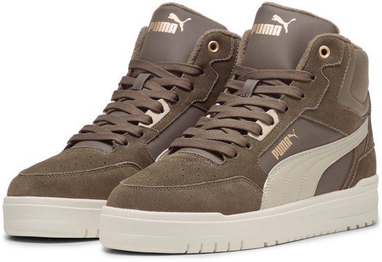 PUMA Shuffle Downtown Mid WTR Unisex Sneakers - Flat Bronze-Desert Dust-PUMA Gold - Size 43