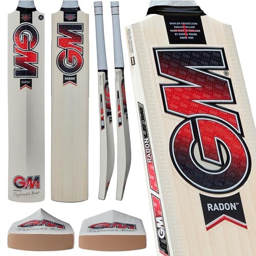 Gunn & Moore Gunn & Moore GM Cricket Bat | Radon | Prime Engelse wilg | DXM, ToeTek, gegreineerde DuraCover | Maat 5 Geschikt voor spelers 150-157cm / 4' 11" - 5' 2"