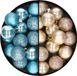 Decoris Petites boules de Noël - 28 pièces - Champagne et bleu glacier - 3 cm - Plastique