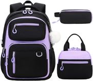Unyqoos® Sac à dos polyvalent pour l'école et les loisirs pour filles avec sac à lunch et trousse, grand et résistant à l'eau