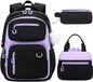 Unyqoos® Sac à dos polyvalent pour l'école et les loisirs pour filles avec sac à lunch et trousse, grand et résistant à l'eau
