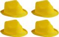 Myrtle Beach Trilby feesthoedje - 4x stuks - geel - voor volwassenen - voordelige carnaval verkleed party hoeden