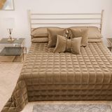 PETTI Artigiani Italiani - Dekbed voor tweepersoonsbed van zacht en warm fluweel, lente- en herfstdekbed voor tweepersoonsbed, taupe, 100% Made in Italy
