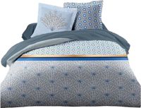 Linge Passion Housse de couette Louxor, 3 pièces, 100% Coton, 57 fils/cm², pour lit double, 240 x 260 cm, bleu
