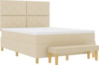 vidaXL Boxspring bed met kussen met hoofdeinde Crème 200 x 160 cm Stof