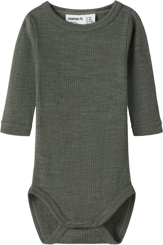NAME IT - NBNWAX WOOL RIB LS BODY NOOS - Baby - Bodies - Mulled Basil - Maat 68