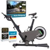 Skandika Kliva 500-S / 800-S Vélo d'appartement d'intérieur Smart avec LED, inclinaison 16 niveaux, frein magnétique 32 niveaux, 3 programmes, compatible avec l'application Kinomap Bluetooth
