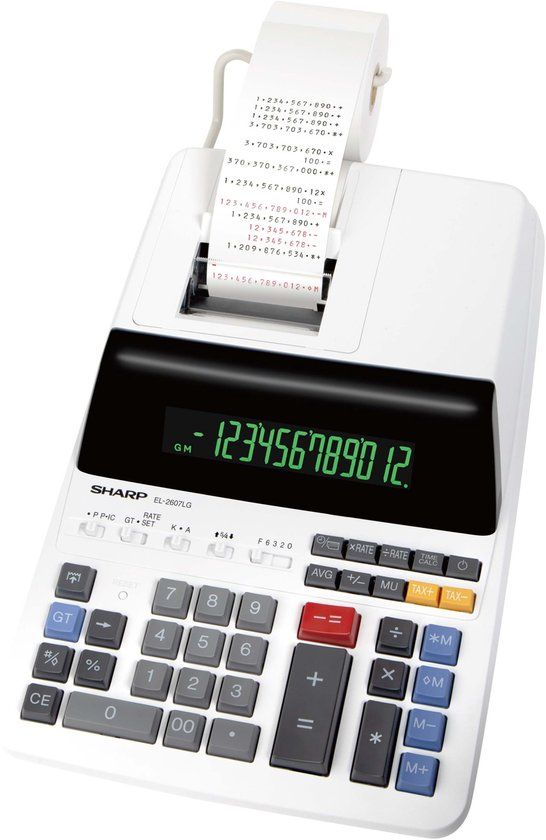Sharp EL2607LG Creme Rekenmachine met Printrol
