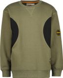 Vingino Nev Jongens Sweater Katoenmix Lange Mouw Ronde Hals Colorblock Kalamata Green 116