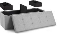Blumtal Zitbank met Opbergruimte - 110x38x38cm - Hocker met opbergruimte - Lichtgrijs - met 2 dozen