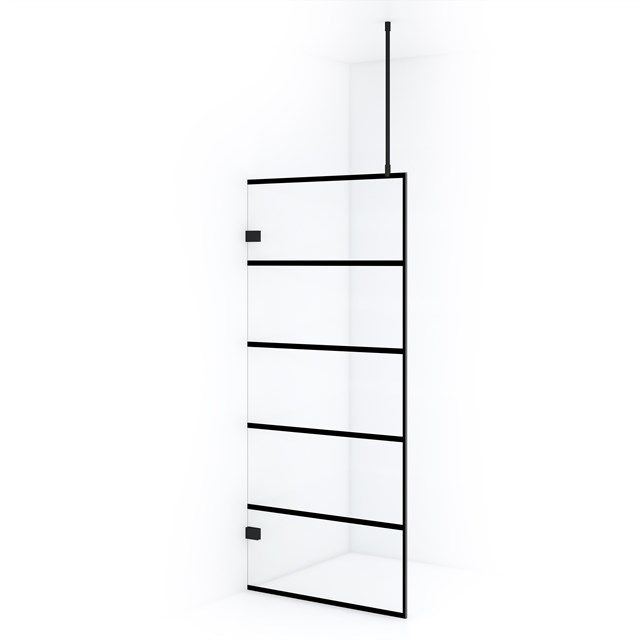 Maxaro Inloopdouche Diamond 90cm 8mm Helder Veiligheidsglas Zwart