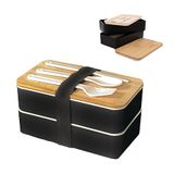 Intirilife Lunchbox Bento Box met 3 compartimenten en bestek in het Zwart