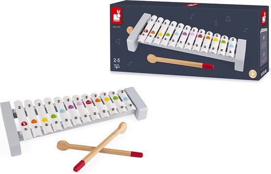 Janod Confetti Xylofoon - Houten Xylofoon met 12 Ferric Stukken - Vanaf 2 Jaar