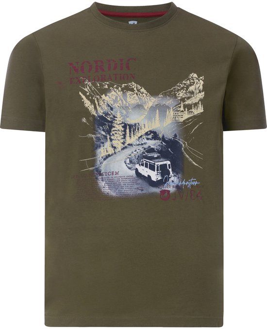 Jan Vanderstorm heren T-shirt HAKSE Plus Size olijfgroen