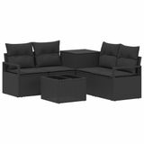 vidaXL Bankstel Zwart Poly Rattan en Staal
