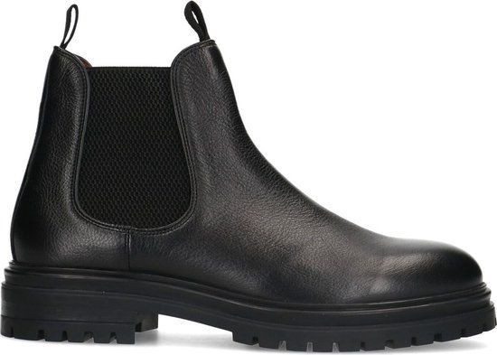 Manfield Heren Zwarte Leren Chelsea Boots Maat 46