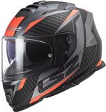 LS2 FF800 Storm II Racer Mat Titanium Oranje Integraalhelm - Maat XS