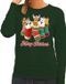 Bellatio Decorations Foute Kersttrui - sweater - kerstsokken met diertjes - Merry Christmas - groen - voor dames S