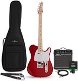 Gear4music Knoxville Elektrische Gitaar Rood, 10 W Gitaarversterker & Accessoirepakket