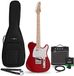 Gear4music Knoxville Elektrische Gitaar Rood, 10 W Gitaarversterker & Accessoirepakket