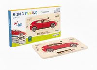 Beleduc Lagen-puzzel, auto, houten leerpuzzel met 5 lagen, motoriekspeelgoed vanaf 4 jaar, educatieve Montessori-puzzel voor kinderen, voertuigopbouw spelenderwijs leren