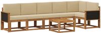 vidaXL - Hoek loungeset - Polyester - Natuurlijk en beige