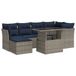vidaXL 7-delige Loungeset met kussens, poly rattan, acacia, grijs