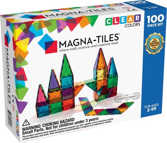 Valtech Magna Tiles - 100 stuks Clear Colors - Constructiespeelgoed | 0631291043003