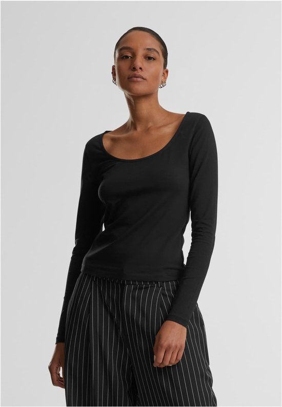 Urban Classics Dames Shirt met lange mouwen - Zwart - Maat M