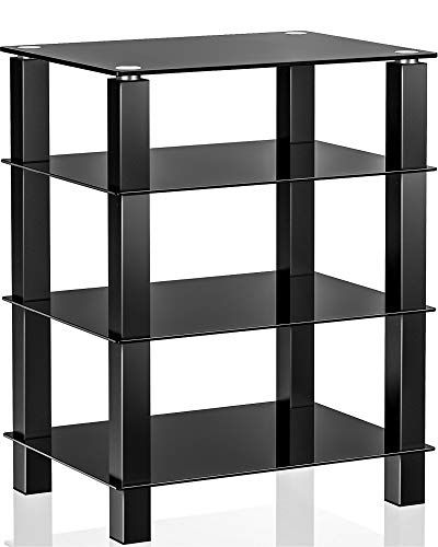 FITUEYES TV Rack HiFi plank audiokast glas en aluminium 600x455x770mm AS406002GB