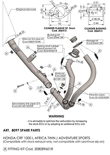 LeoVince Exhaust Bracket, Spare Part Set, Exhaust System for Honda 1000L