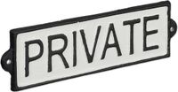 Merkloos Relaxdays bordje 'privé' - metalen muurbord met opschrift 'private' - muur of deur - gietijzer - wit/zwart