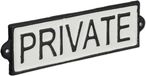 Merkloos Relaxdays bordje 'privé' - metalen muurbord met opschrift 'private' - muur of deur - gietijzer - wit/zwart