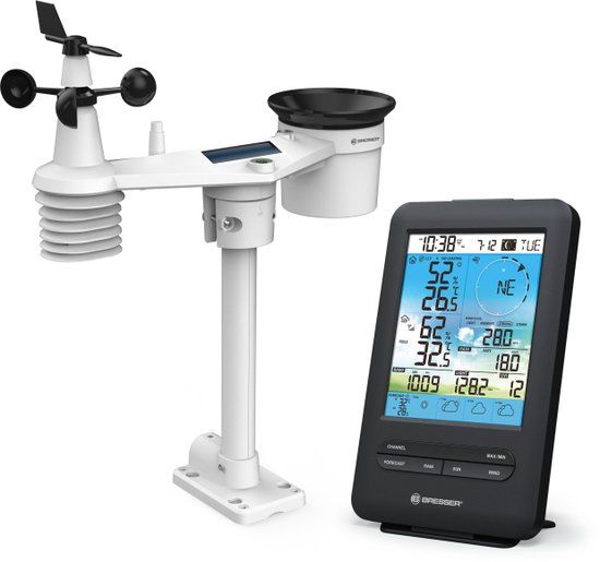 Bresser 4CAST - Weerstation - Met WIFI en 7-in-1 Buitensensor - Zwart/Wit