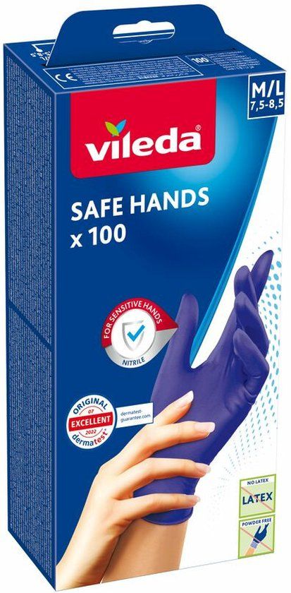 Vileda Safe Hands Handschoenen - 100 Stuks - Blauw - Nitrile