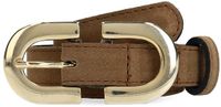 Manfield - Dames - Taupe suède riem met gouden chain - Maat 075