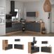 Vicco Keuken Fame-Line, Donkergrijs/Goudkleurig Eiken, 340 cm zonder werkblad