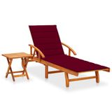 VidaXL Ligbed met kussen massief acaciahout Rood