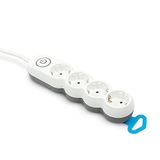 Garza Power stekkerdoos, 4-voudig, met schakelaar, plat stopcontact, meervoudige stekker, 1,4 m, kinderbeveiliging, wit, designserie