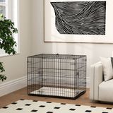 PawHut Hondenkooi - Staal - 76x53x60cm - Zwart