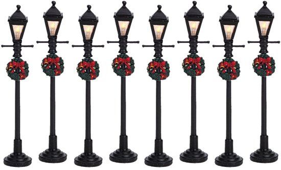Lemax Gas Lantern Street Lamp - Set Of 8 - B/o (4.5v) - Kersthuisjes & Kerstdorpen