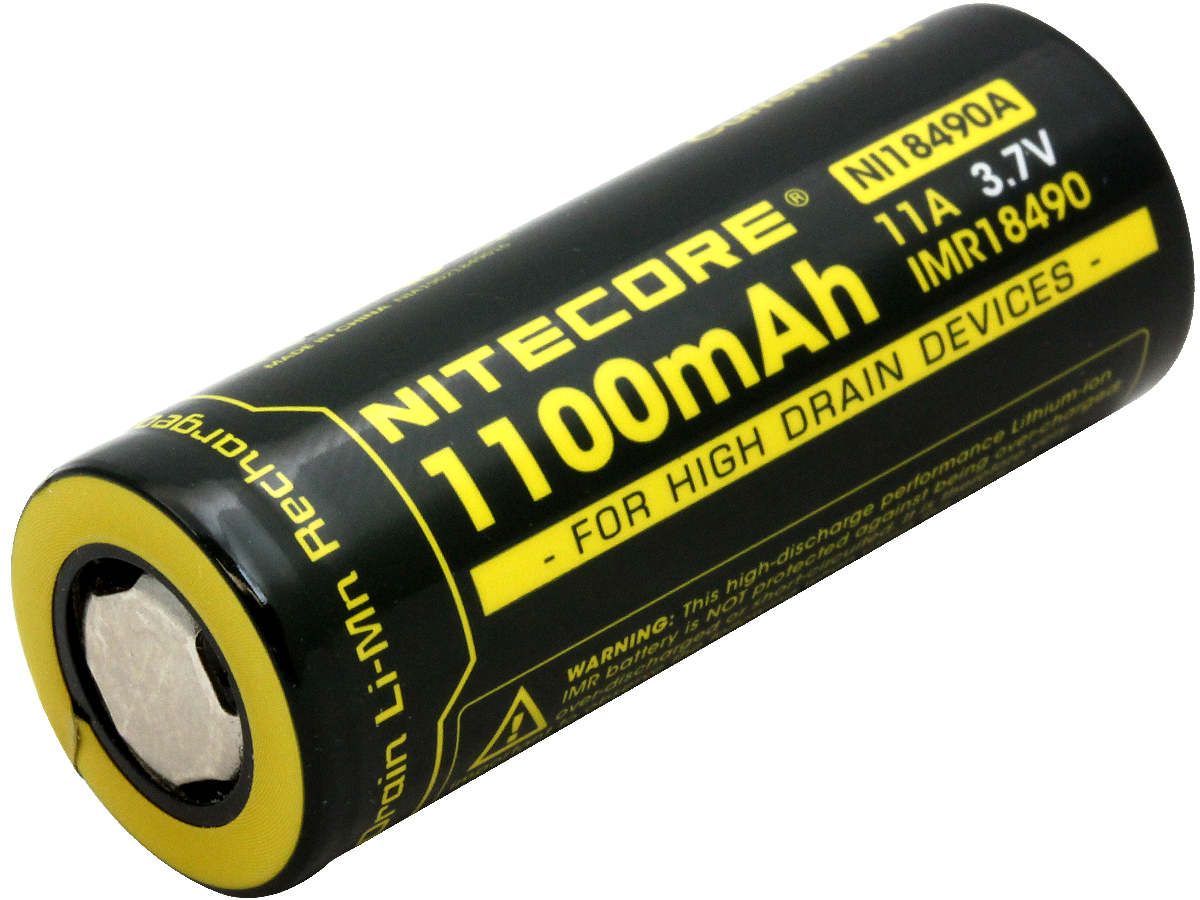Nitecore IMR18490 Button Top Battery (3.7V, 1100mAh)