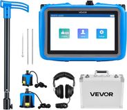 Vevor Waterlekdetector, 1 Hz - 10.000 Hz, 7-Inch Touchscreen-Lekdetector voor 5 M Lange Ondergrondse Pijpleidingen - met Middelgrote en Grote Sensor, 3 Luisterstangen, Koptelefoon en Koffer
