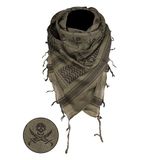 Mil-Tec PLO-halsdoek, Shemagh, 110x110 cm, doodskop, olijf/zwart