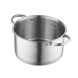 FLORINA Pan van Roestvrij Staal (3,1 l) 20 cm I Kookpan met Glazen Deksel I Met Maatbeker en Geklonken Handvat I Geschikt voor Vaatwasser I Inductiekookplaat, Gaskookplaat en Elektrische Kookplaat