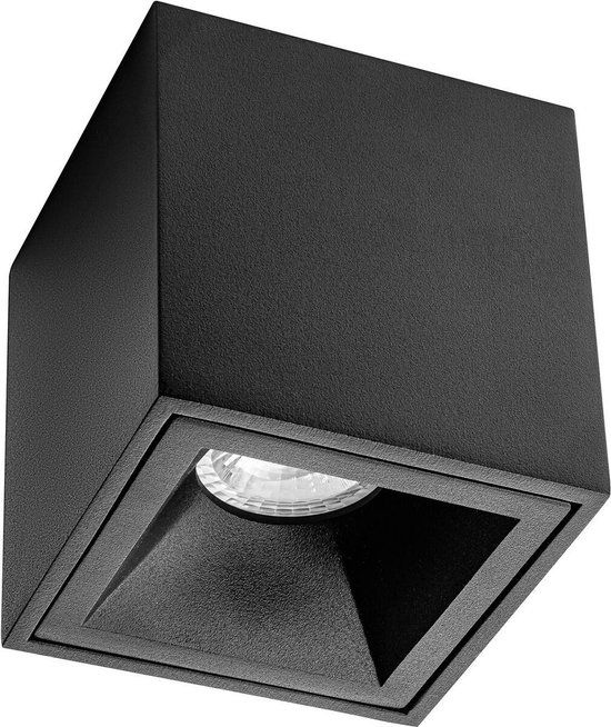 BES LED Opbouwspot GU10 - Pragmi Cliron Pro - Mat Zwart - Vierkant - Aluminium - 90mm